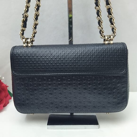 Carolina Herrera Black Leather Pushlock Chain Strap Crossbody Shoulder Bag - Picture 2 of 16